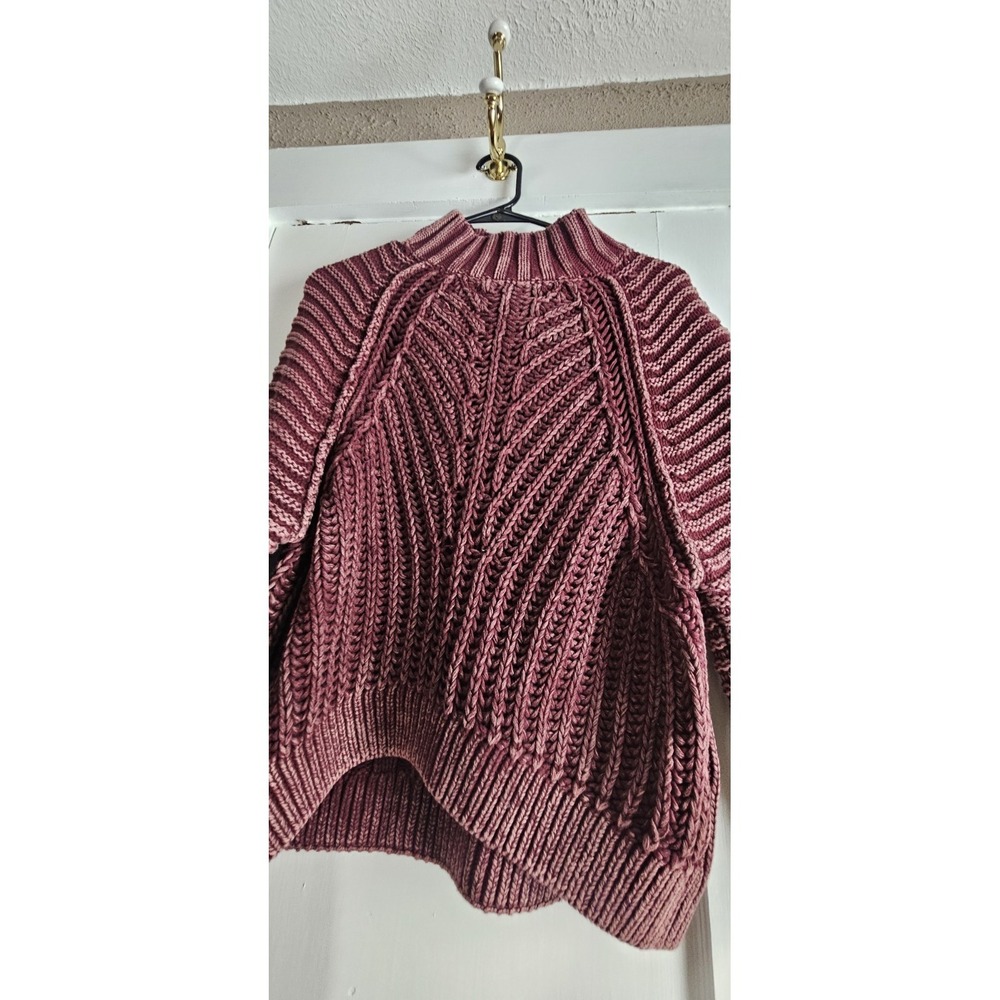 FREE PEOPLE sweetheart sweater mockneck ballon sleeve chunky cotton woman S - Picture 6 of 9
